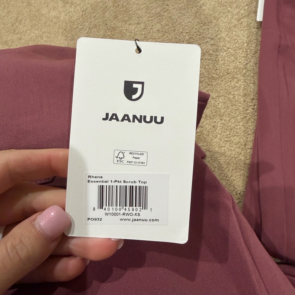 Jaanuu Rosewood Scrub Set with Branded Chest Logo - Picture 3 of 4